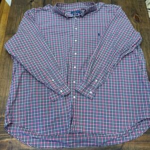 Polo Ralph Lauren‎ Plaid 3XB Mens Long Sleeve Button Down Shirt, red white blue